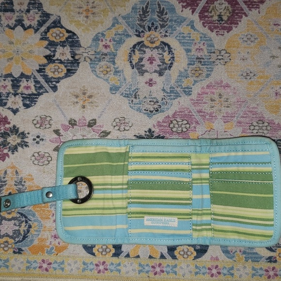 AMERICAN EAGLE BLUE GREEN AND YELLOW  WALLET WITH CLEAR GLITTER - Picture 3 of 5